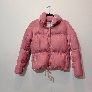 Moncler crushed pink velvet goose down jacket size 1 / Small